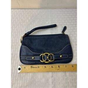 Wilson letter blue suede wristlet‎ zipper 8"x5"
